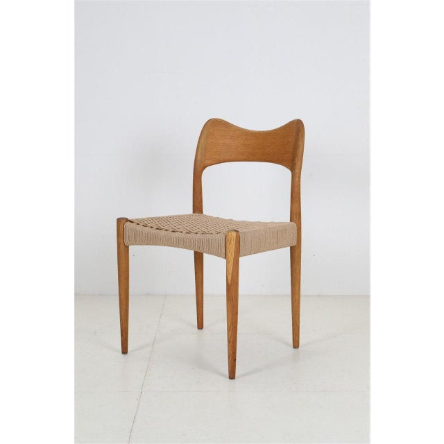Danish Oak Chairs with Paper Cord by Arne Hovmand Olsen for Mogens Kold, 1970s, Set of 4 For Sale - Image 4 of 18