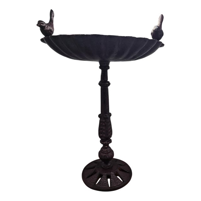 Art Deco Cast Iron Base Birdbath, 1940s For Sale