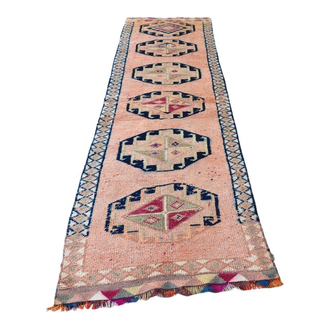 Vintage Handmade Pink Runner For Sale