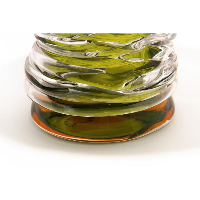 Tamtam Honey Vase in Crystal and Green Glass, 1990s For Sale - Image 9 of 10
