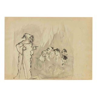 Mino Maccari, Dante in Hell, 1950s, Watercolor For Sale