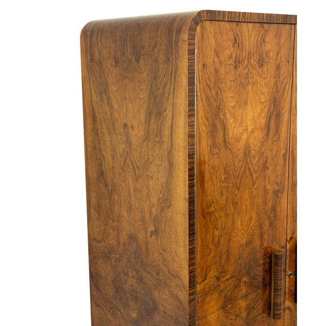 Brown Art Deco Walnut Two-Door Wardrobe, 1930s For Sale - Image 8 of 10