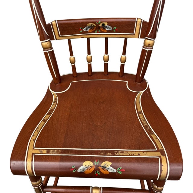 Vintage Amish Hand-Painted Folk Art Wooden Chairs – Set of 2, Country Style For Sale - Image 9 of 18