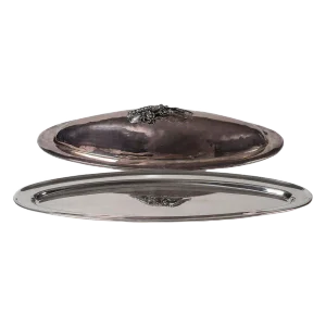 19th Century Italian Handmade Silver-Plated Fish Tray from Cassetti