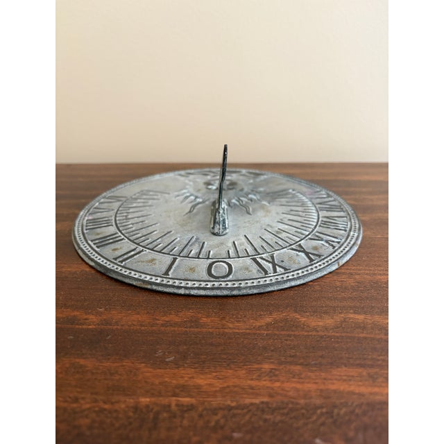 Late 20th Century Vintage English Country Iron Garden Sundial With Sun For Sale - Image 5 of 7