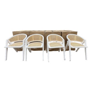 Cane Back Barrel Chairs Set of 4 For Sale