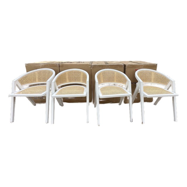 Cane Back Barrel Chairs Set of 4 For Sale
