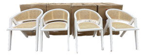 Cane Back Barrel Chairs Set of 4