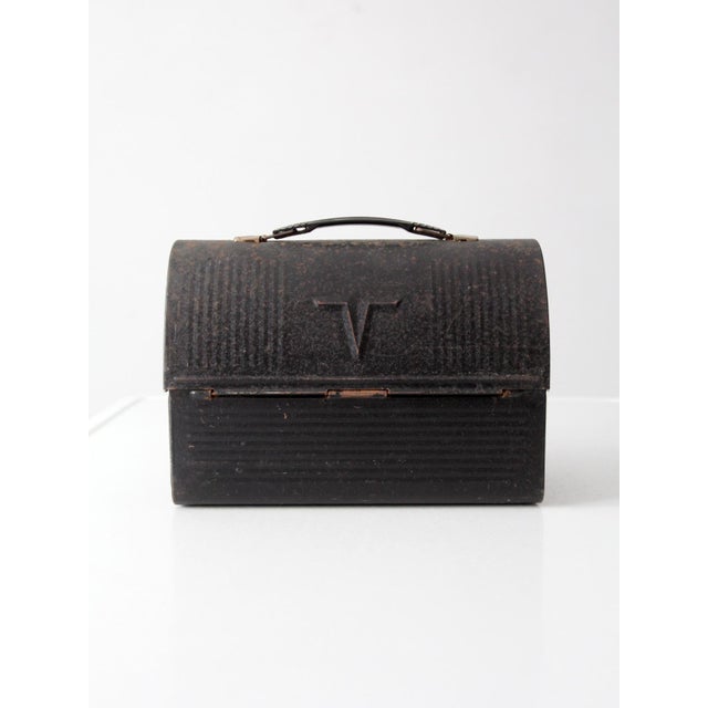 Black Mid-Century Thermos Metal Lunch Box For Sale - Image 8 of 11