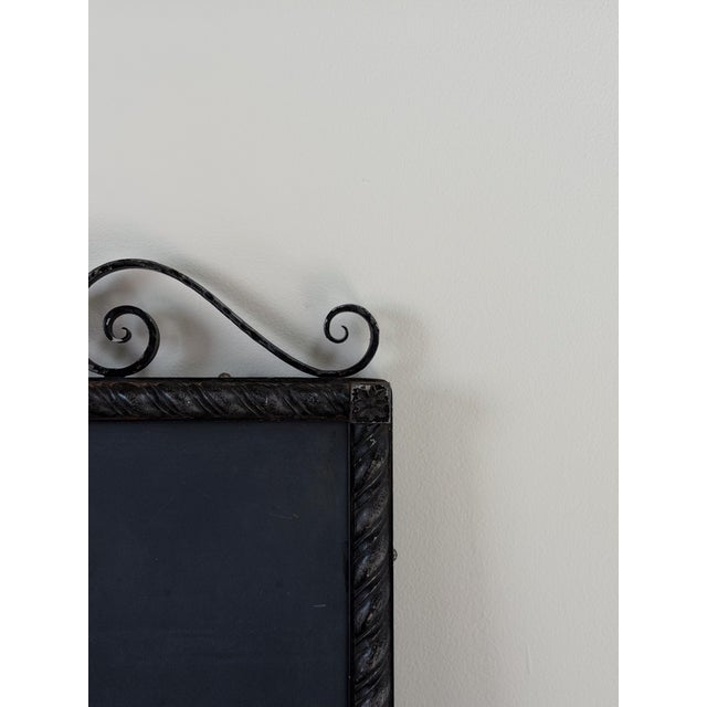 Vintage Spanish Revival Real Slate Chalkboard | Gothic Cross Wrought Iron Frame For Sale - Image 9 of 10