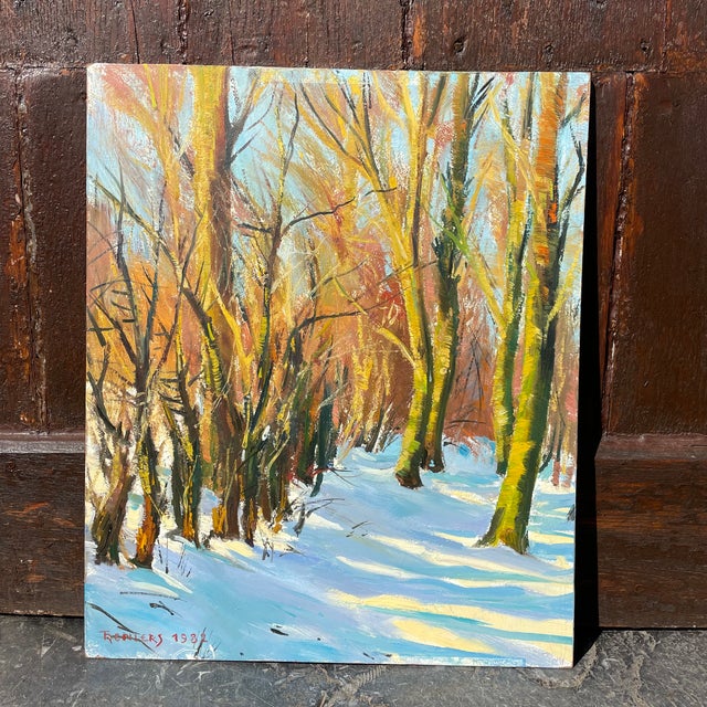 Peinture Paysage De Tony Reniers, 1982, Medium-Density Fibreboard (Mdf) For Sale - Image 3 of 9