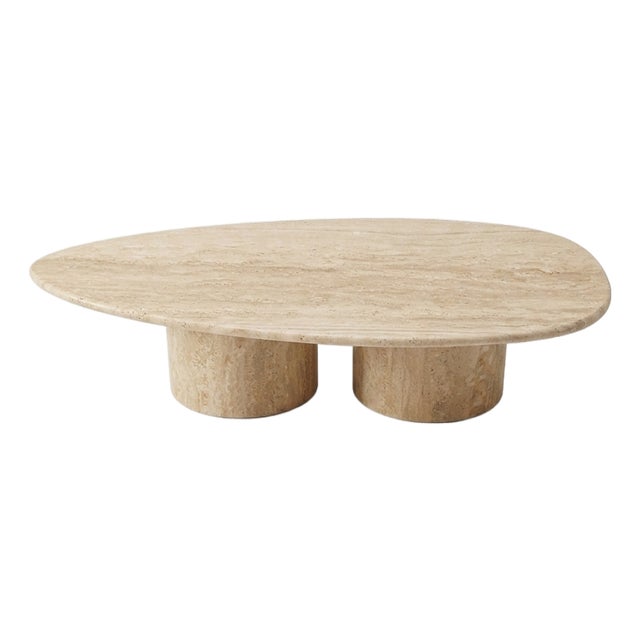 Oval Table in Roman Travertine Marble by Andrea Grasso For Sale