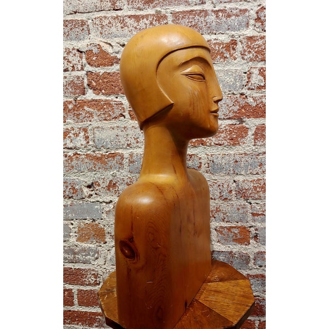 Wood 1930s Art Deco Carved Wooden Mannequin Busts-A Pair For Sale - Image 7 of 12