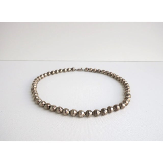 Metal Mid 20th Century Sterling Silver Ball Bead Necklace For Sale - Image 7 of 11
