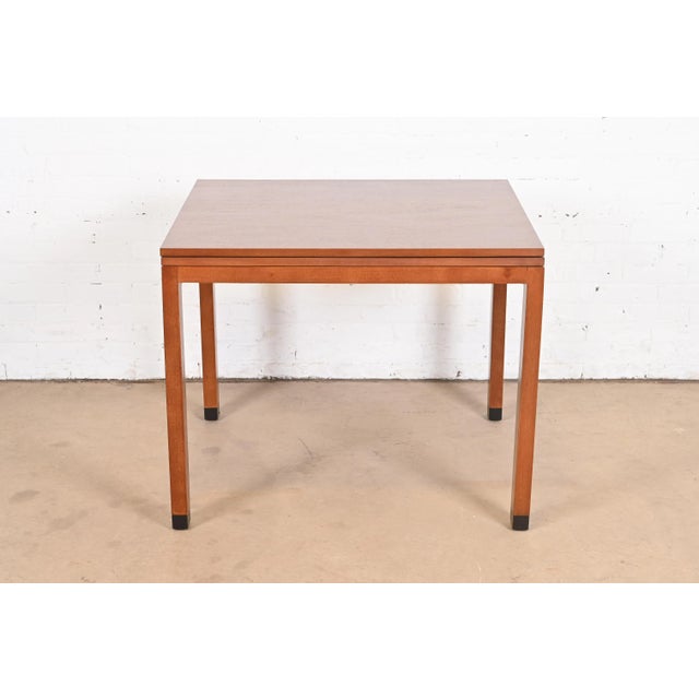 Edward Wormley for Dunbar Mid-Century Modern Walnut Flip Top Dining or Game Table, Newly Refinished For Sale In South Bend - Image 6 of 12