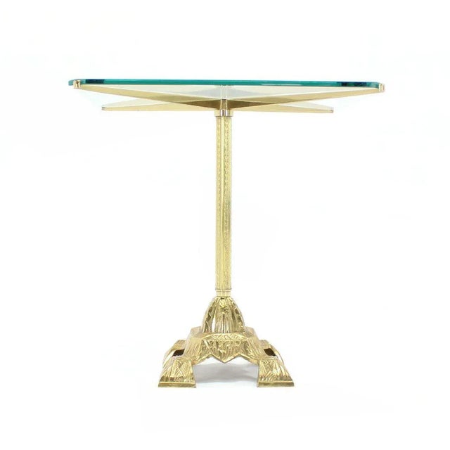 Art Deco Cast Brass Base and Glass Top Side Table For Sale - Image 3 of 10