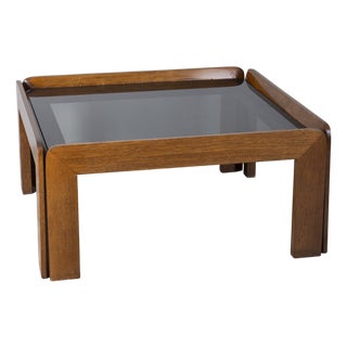Wood and Glass Coffee Table by Afra and Tobia Scarpa, 1970s For Sale