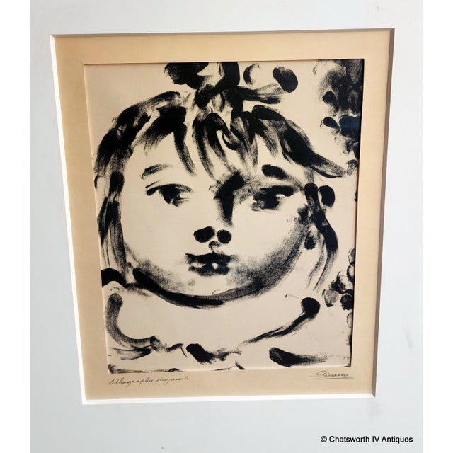 Pablo Picasso Pair of Framed Pablo Picasso Thumbprint Lithographic Originals ~ Paloma & Claude, 1960s For Sale - Image 4 of 15
