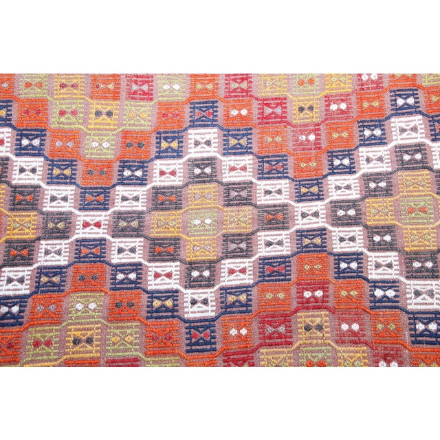Textile 1940s Handmade Flatweave Multi Color Tones Vintage Cicim Kilim For Sale - Image 7 of 11