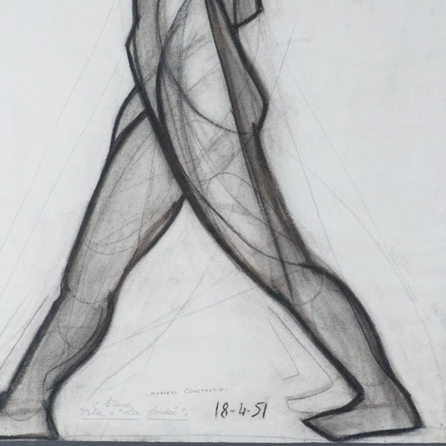 Marceau Constantin, The Crowd, Charcoal on Paper For Sale - Image 3 of 6