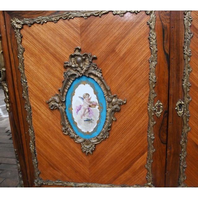 19th Century Napoleon III Kingwood Cabinet with Sevres Plaques Chest, 1860 For Sale - Image 5 of 18