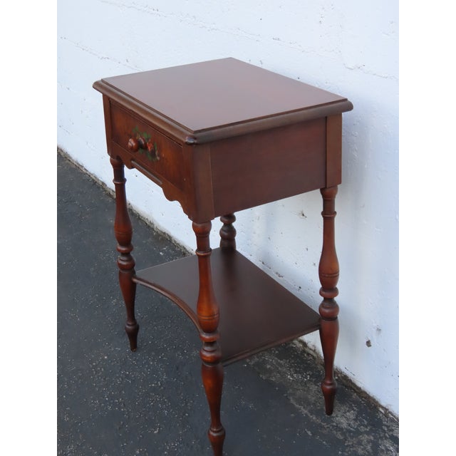 Traditional Berkey and Gay Early 1900s Tall Hand Painted Nightstand Side End Table 6679 For Sale - Image 3 of 15
