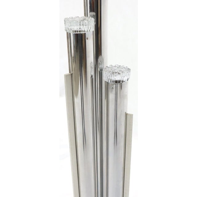 Chrome Triple Candle Shape Cylinder Base Glass Prisms Floor Lamp For Sale - Image 4 of 9