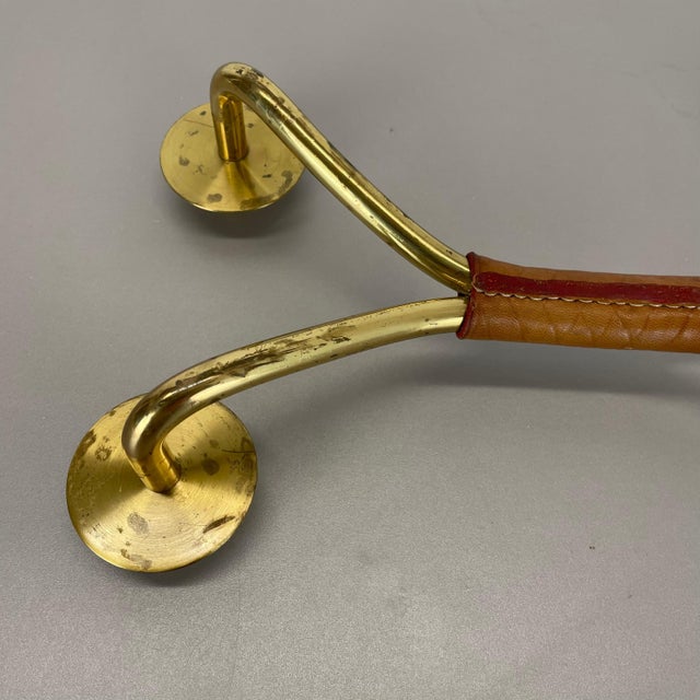 Modern Brutalist Brass and Leather Candleholder in the style of Auböck, 1950s For Sale - Image 18 of 18