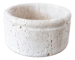 Contemporary Carved Travertine Spa Bathroom Catchall