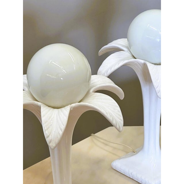 Ceramic White Ceramic Palm Tree Table Lamps by Michael Andersen, 1970s, Set of 2 For Sale - Image 7 of 11