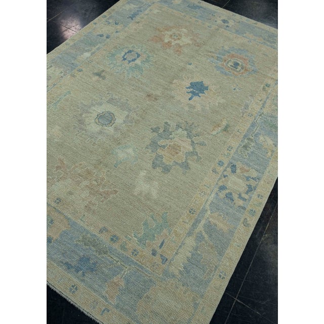 Turkish Turkish Oushak Rug 5' x 6'11" #17290 For Sale - Image 3 of 8