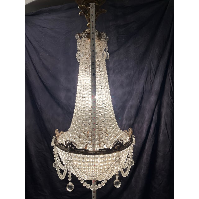 19th Century French Empire Crystal Basket Chandelier For Sale - Image 14 of 15