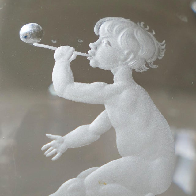 1930s Bubbles Vase in Etched Glass attributed to Vicke Lindstrand for Orrefors, Sweden, 1930s For Sale - Image 5 of 11