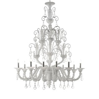 Venetian Modern White Ca Rezzonico with Curls Murano Glass Chandelier by Simoeng For Sale