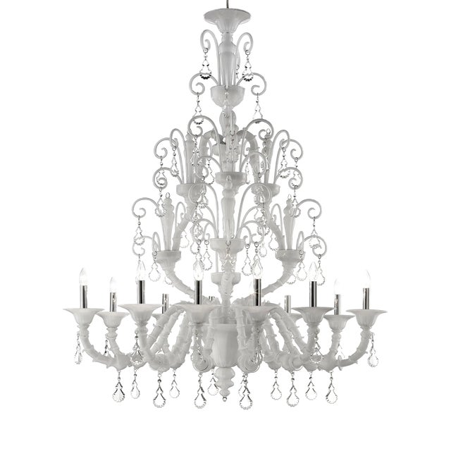 Venetian Modern White Ca Rezzonico with Curls Murano Glass Chandelier by Simoeng For Sale