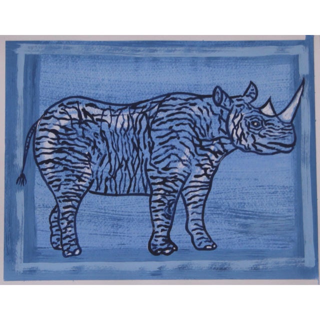 2020s Zebra in Blue in Border Chinoiserie Expressionism Original Painting by Cleo Plowden For Sale - Image 5 of 6