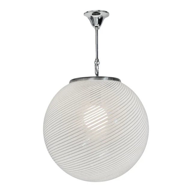 Mid-Century White and Crystal Murano Glass Reticello Light by Mario Botta for Venini, 1970s For Sale - Image 18 of 18