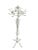 A standing coat rack with rotating top made of white painted iron. An elegant coat rack with curls and a feminine shape in...