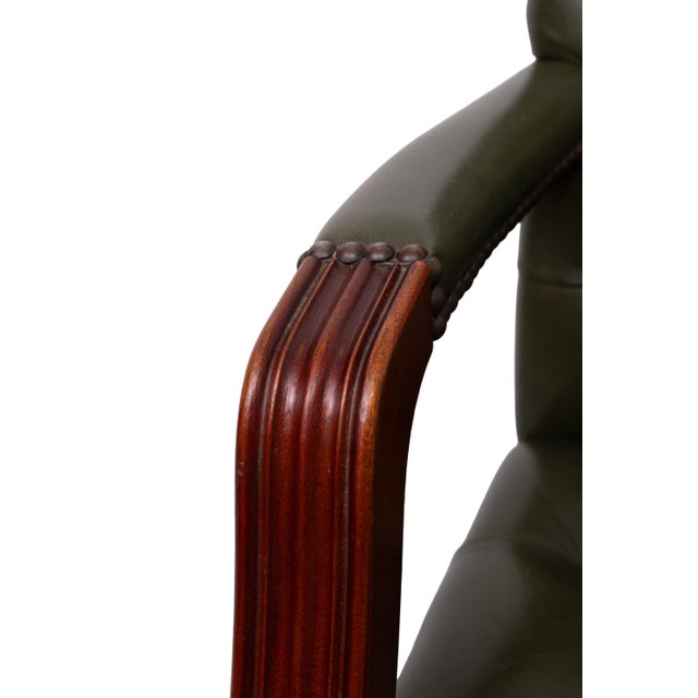 Chesterfield Green Tufted Leather Desk Chair from Wade, England, 1960s For Sale - Image 10 of 15