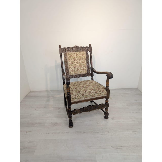 Antique Armchair in Oak Wood with Springs For Sale - Image 4 of 18