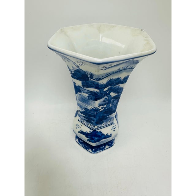 Chinoiserie Chinoiserie Blue and White Vase For Sale - Image 3 of 6