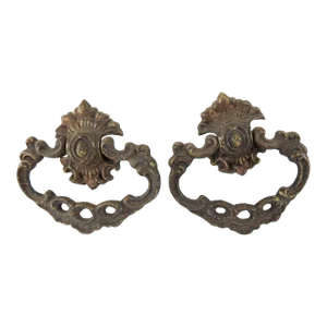 Antique Brass Drawer Pulls - a Pair