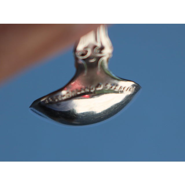 Transparent 1940's Westmoreland Crystal Salt Cellars With Sterling Silver Salt Spoons- 4 Pieces For Sale - Image 8 of 14