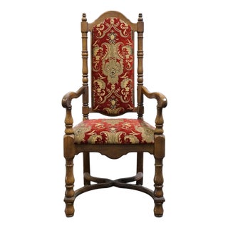 Thomasville Furniture Kenilworth Collection Solid Oak English Tudor Style Dining Arm Chair 860-951 For Sale