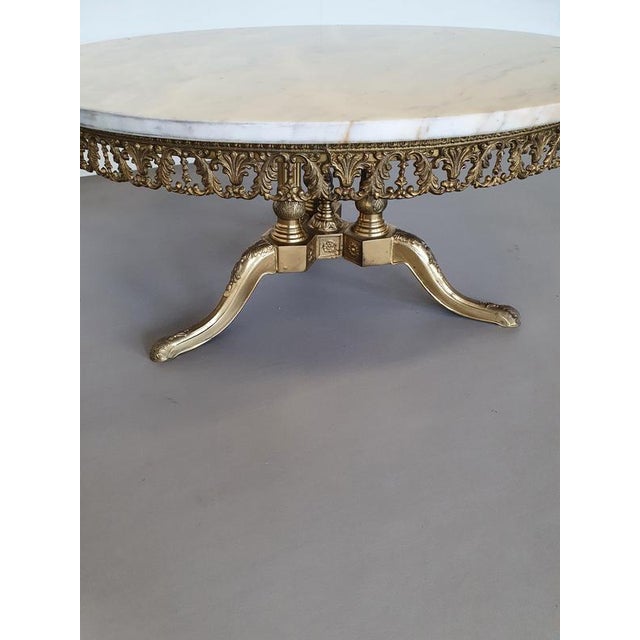 Fire-Gilded Coffee Table with Marble Top, 1960s For Sale - Image 3 of 10