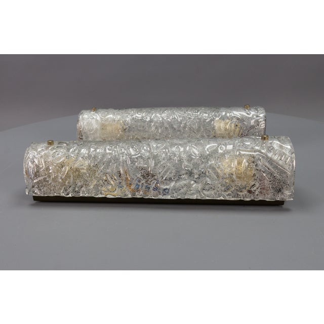 Silver Mid-Century Modern Ice Glass Wall Sconces with Sockets, 1970s, Set of 2 For Sale - Image 8 of 18