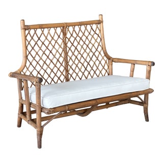 Vintage Coastal Rattan Custom Upholstered Sette