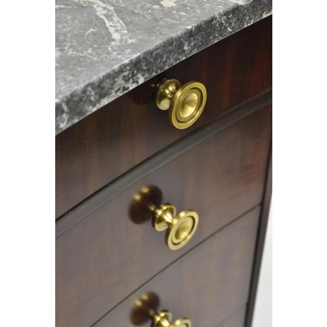 Late 20th Century Henredon Empire Neoclassical Marble Top Mahogany 4 Drawer Dresser Chest Commode For Sale - Image 11 of 12