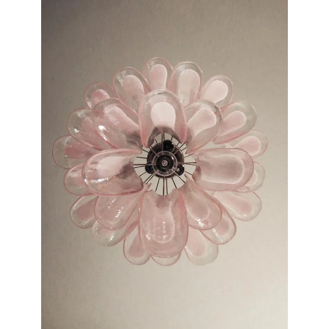 Pink Vintage Italian Glass Chandelier, 1984 For Sale - Image 8 of 10