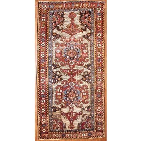 Brick Red Antique Hand-Knotted Caucasian Rug 3'10"x 7'8" For Sale - Image 8 of 15